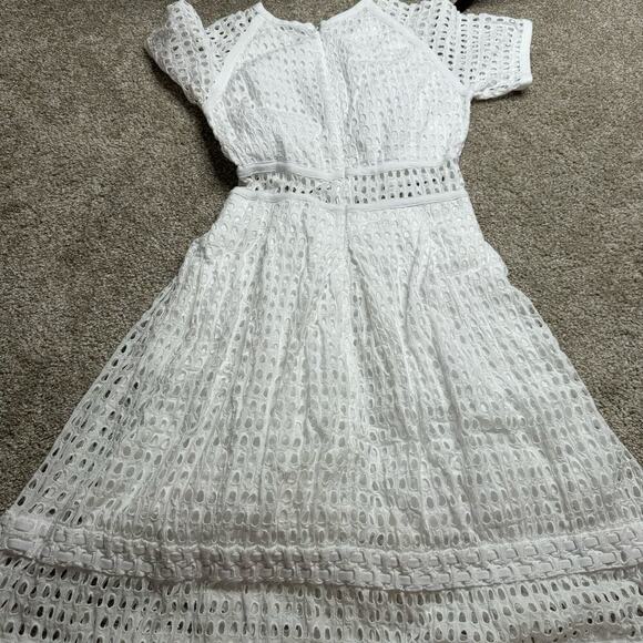 Johnathan SIMKHAI Eyelet Fit And Flare White Dress Size 4 - Picture 5 of 7
